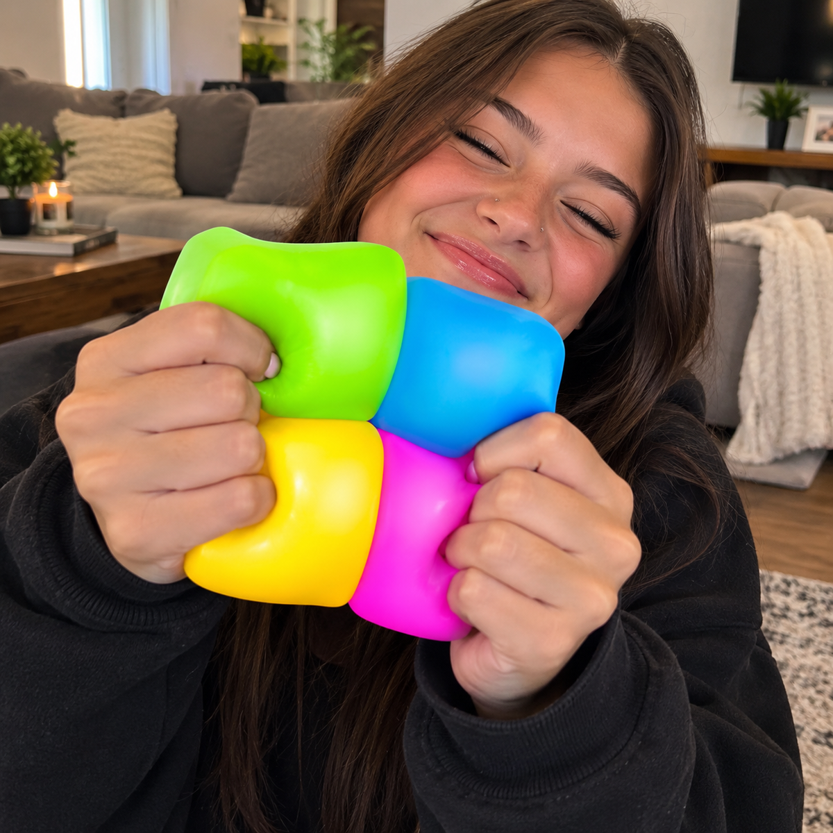 Squishy Stress Cube Fidget Toys — 4 Pack